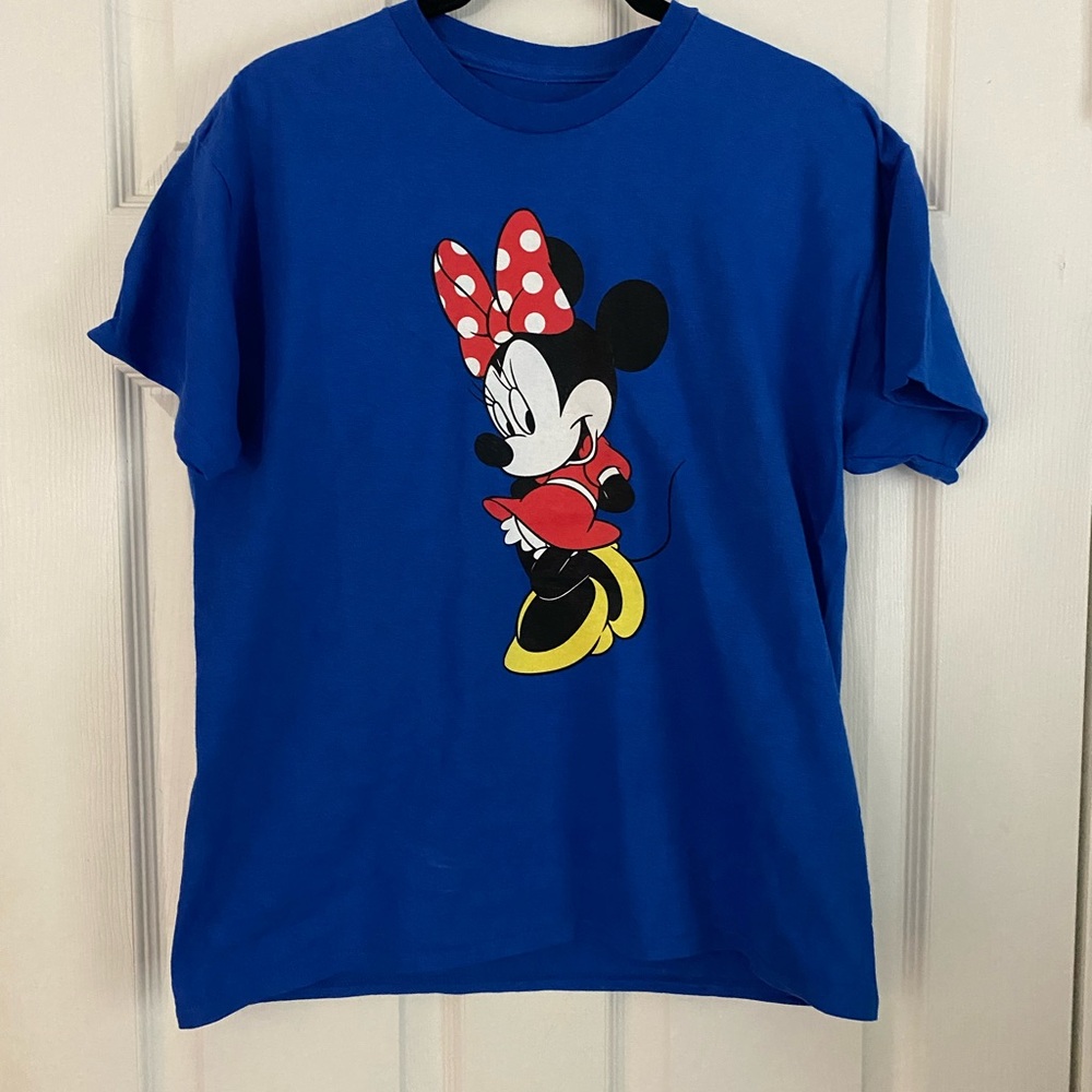 Disney Royal Blue Minnie Mouse Tee with Red Bow